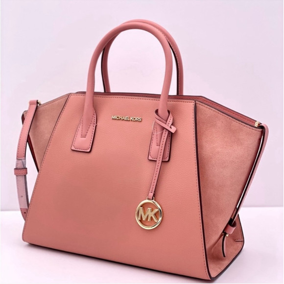 Michael Kors Handbags - Michael Kors Avril Large Top Zip Satchel Shoulder Bag Sunset Rose Pink